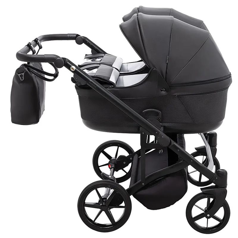 Коляска 2 в 1 для двойни Adamex Leo Duo Eco Black (SA-2)