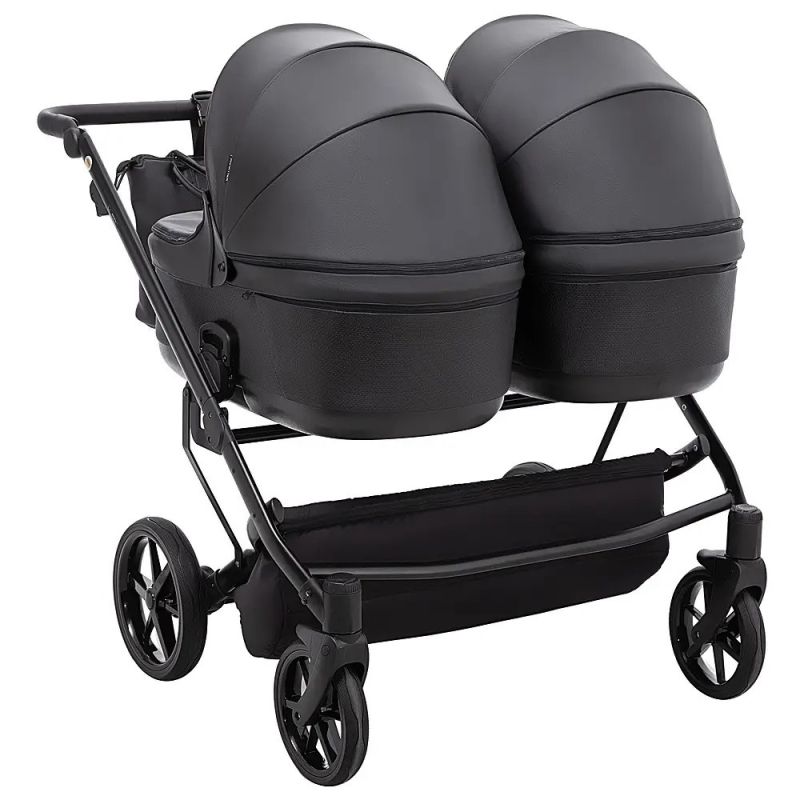 Коляска 2 в 1 для двойни Adamex Leo Duo Eco Black (SA-2)