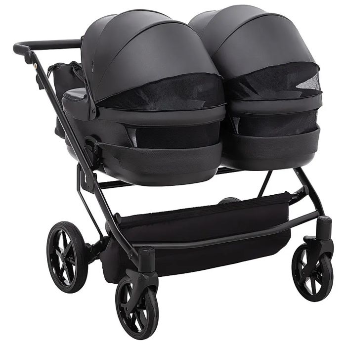 Коляска 2 в 1 для двойни Adamex Leo Duo Eco Black (SA-2)