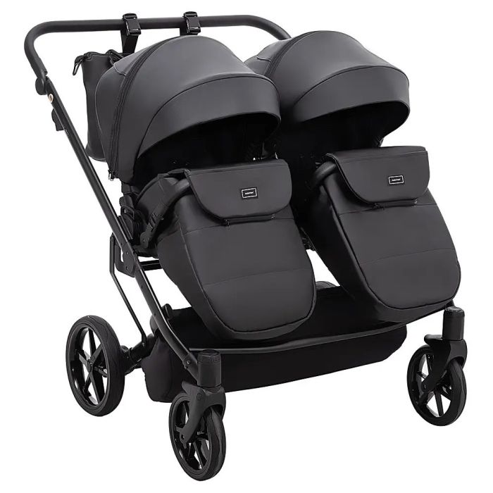 Коляска 2 в 1 для двойни Adamex Leo Duo Eco Black (SA-2)