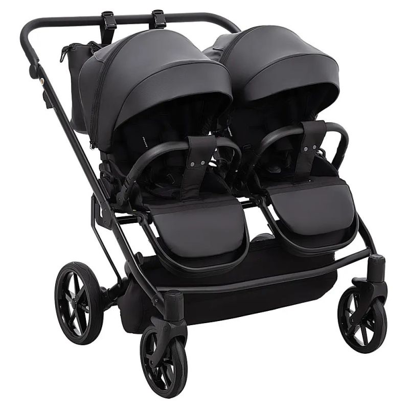Коляска 2 в 1 для двойни Adamex Leo Duo Eco Black (SA-2)