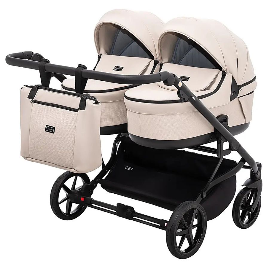 Коляска 2 в 1 для двойни Adamex Leo Duo Eco Latte (SA-7)