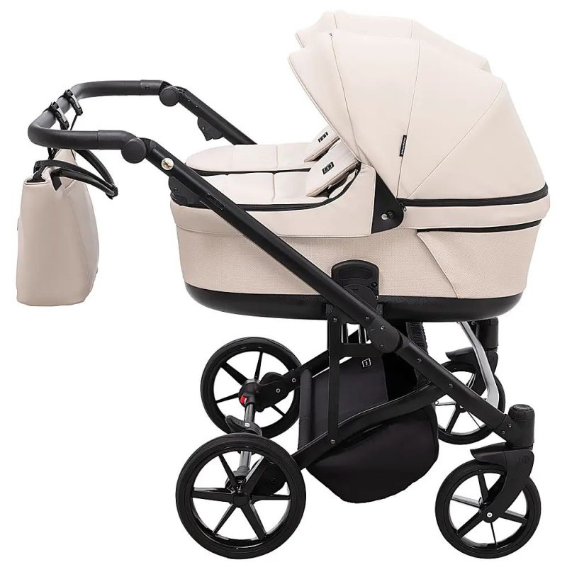 Коляска 2 в 1 для двойни Adamex Leo Duo Eco Latte (SA-7)