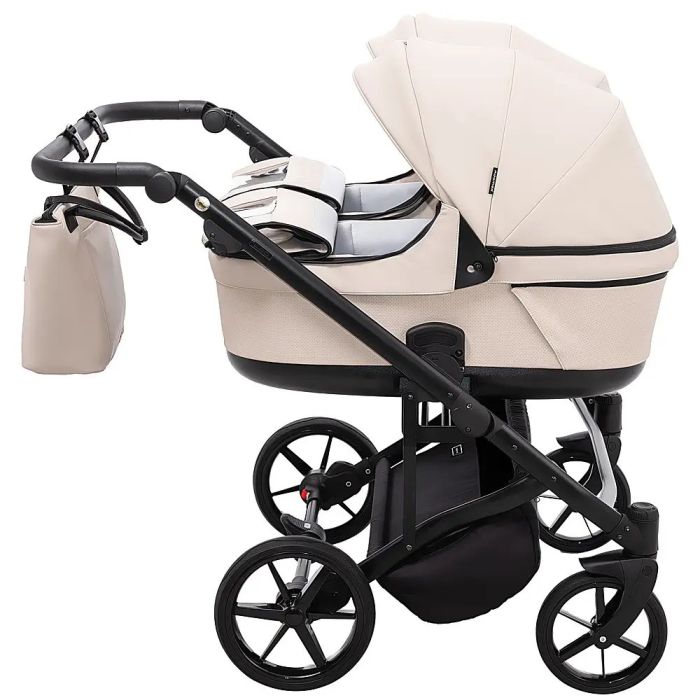 Коляска 2 в 1 для двойни Adamex Leo Duo Eco Latte (SA-7)