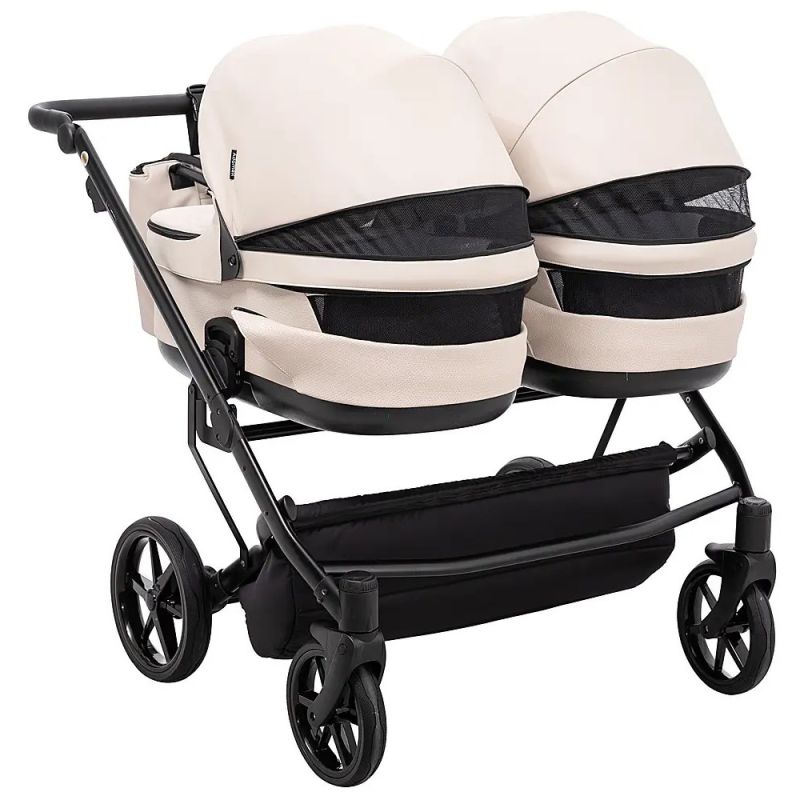 Коляска 2 в 1 для двойни Adamex Leo Duo Eco Latte (SA-7)