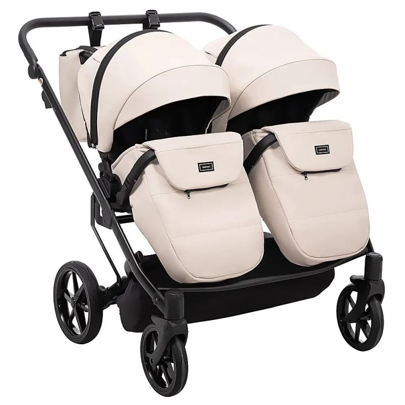 Коляска 2 в 1 для двойни Adamex Leo Duo Eco Latte (SA-7)