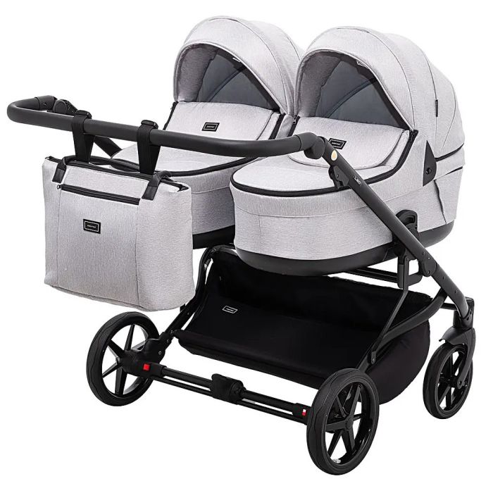 Коляска 2 в 1 для двойни Adamex Leo Duo Tip Light Grey (TК-1)