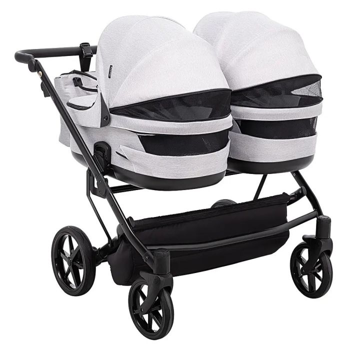 Коляска 2 в 1 для двойни Adamex Leo Duo Tip Light Grey (TК-1)