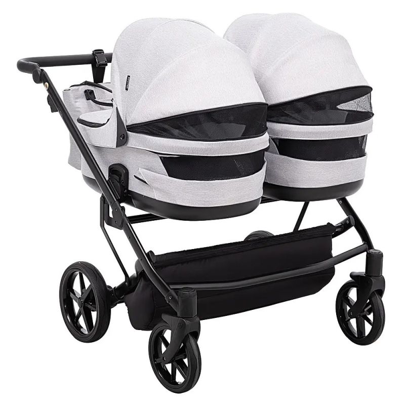 Коляска 2 в 1 для двойни Adamex Leo Duo Tip Light Grey (TК-1)