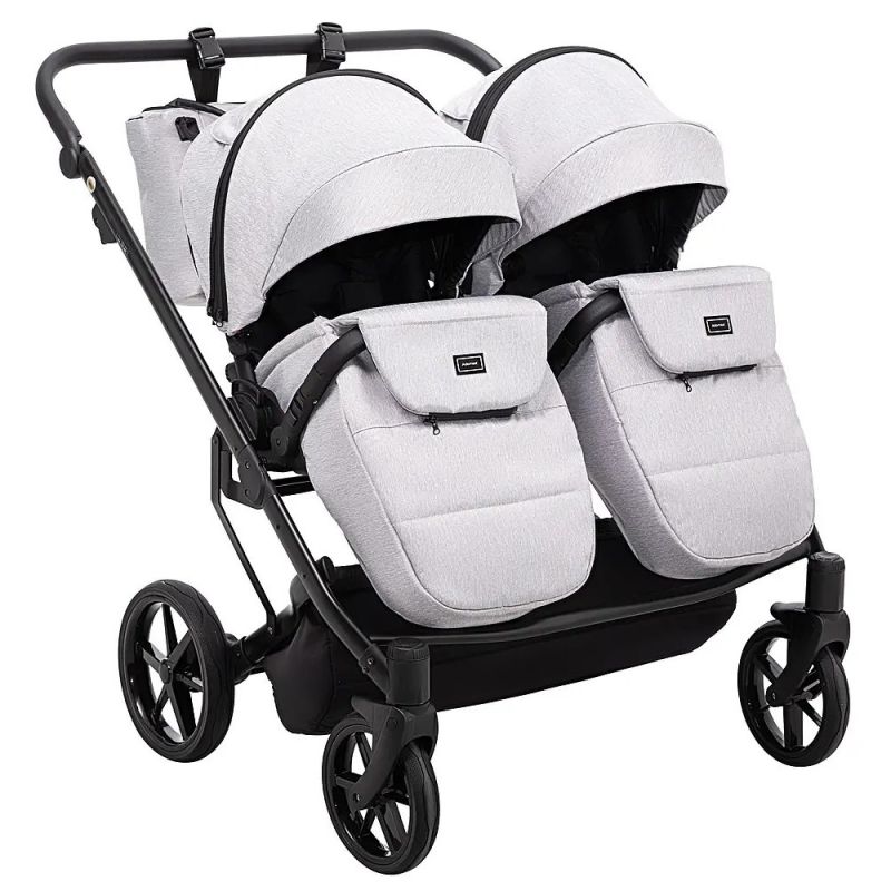 Коляска 2 в 1 для двойни Adamex Leo Duo Tip Light Grey (TК-1)