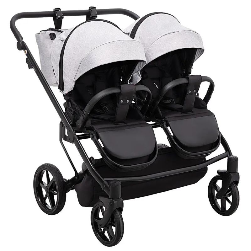Коляска 2 в 1 для двойни Adamex Leo Duo Tip Light Grey (TК-1)