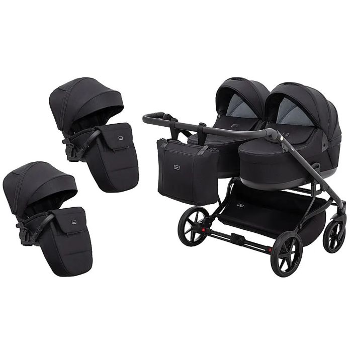 Коляска 2 в 1 для двойни Adamex Leo Duo Tip Black (TК-53)
