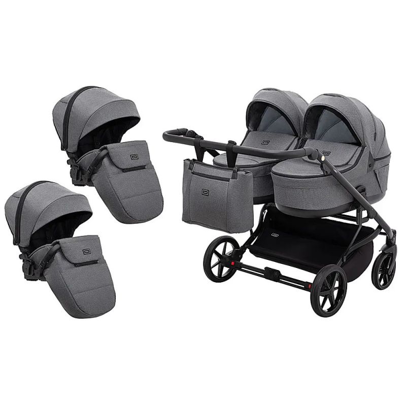 Коляска 2 в 1 для двойни Adamex Leo Duo Tip Graphite (TК-57)