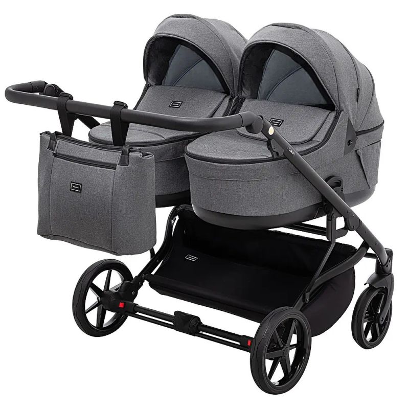 Коляска 2 в 1 для двойни Adamex Leo Duo Tip Graphite (TК-57)