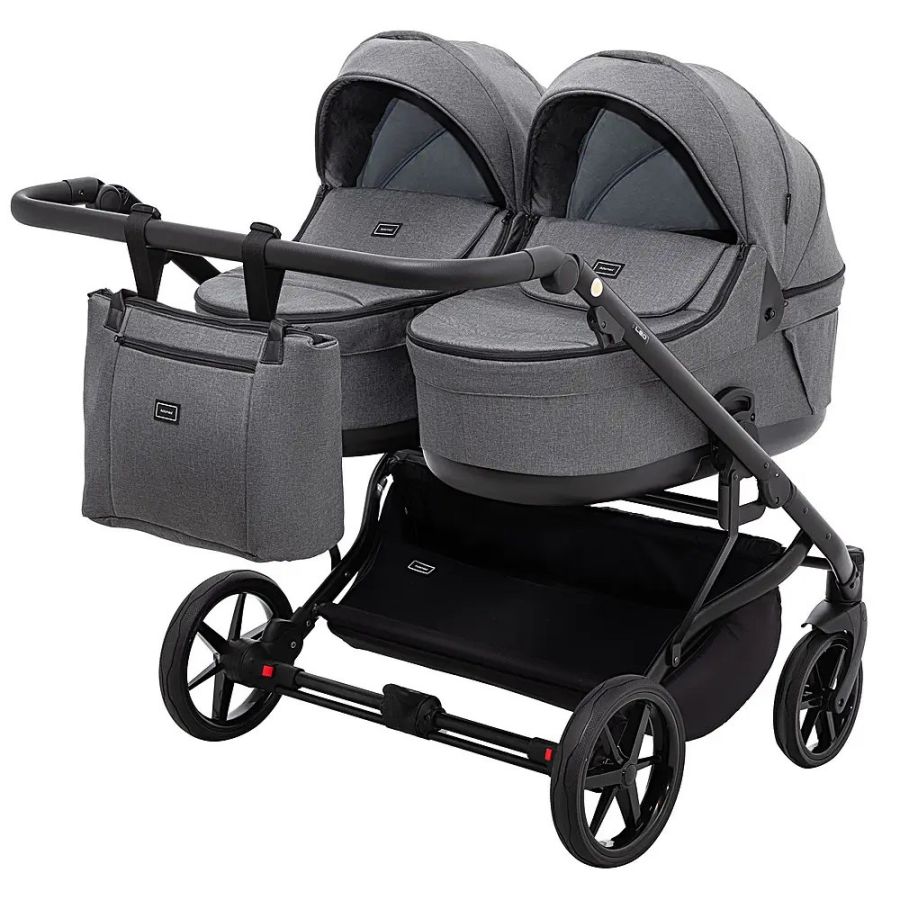 Коляска 2 в 1 для двойни Adamex Leo Duo Tip Graphite (TК-57)