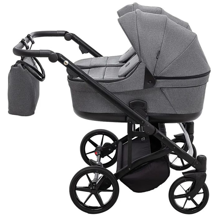 Коляска 2 в 1 для двойни Adamex Leo Duo Tip Graphite (TК-57)