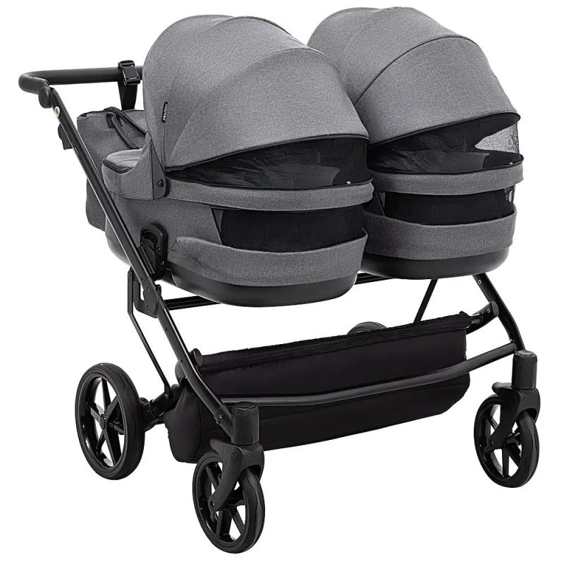 Коляска 2 в 1 для двойни Adamex Leo Duo Tip Graphite (TК-57)