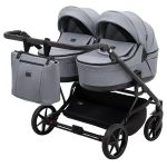 Коляска 2 в 1 для двойни Adamex Leo Duo Tip Dark Grey (TК-60)