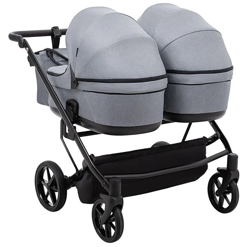 Коляска 2 в 1 для двойни Adamex Leo Duo Tip Dark Grey (TК-60)