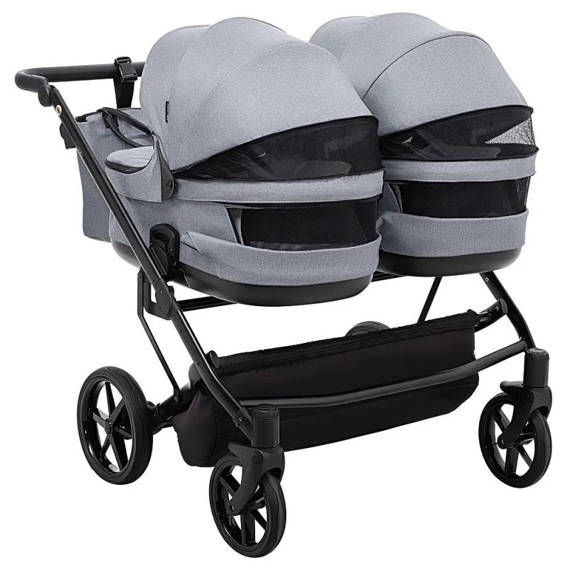 Коляска 2 в 1 для двойни Adamex Leo Duo Tip Dark Grey (TК-60)