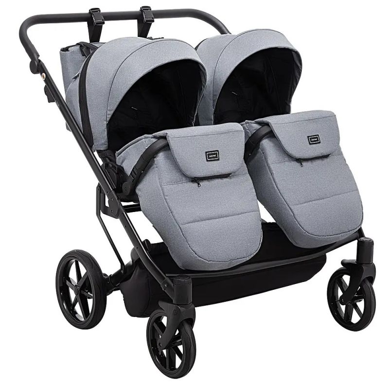 Коляска 2 в 1 для двойни Adamex Leo Duo Tip Dark Grey (TК-60)