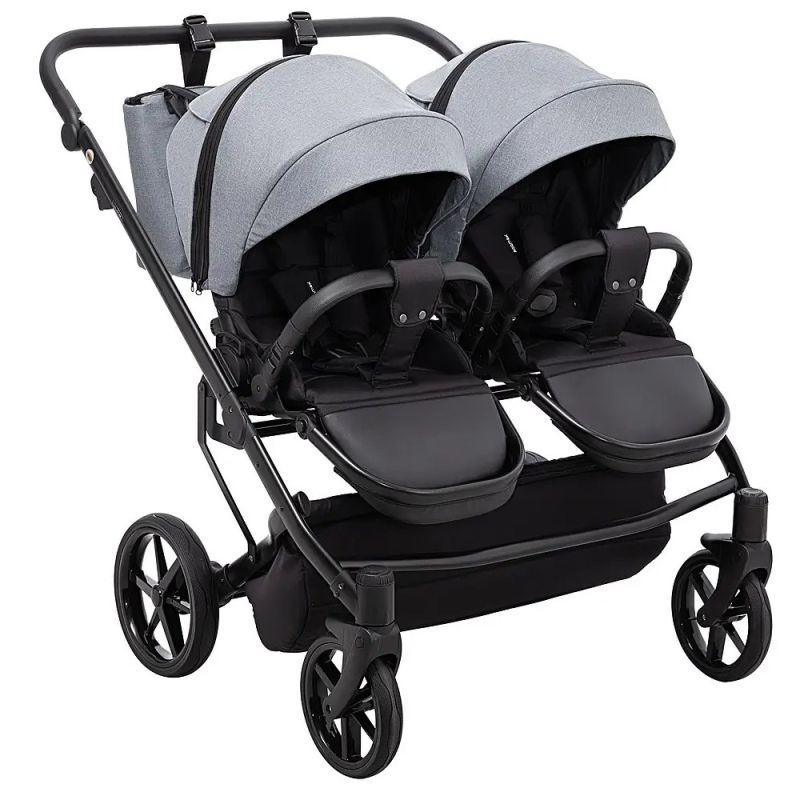 Коляска 2 в 1 для двойни Adamex Leo Duo Tip Dark Grey (TК-60)