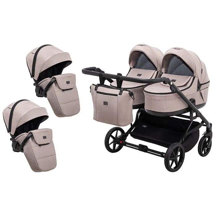 Коляска 2 в 1 для двойни Adamex Leo Duo Tip Capuchino (TК-72)