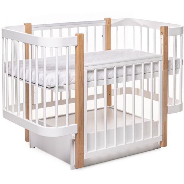 Ліжко DeSon Svitanok з маятником, без ящика, білий-натуральний