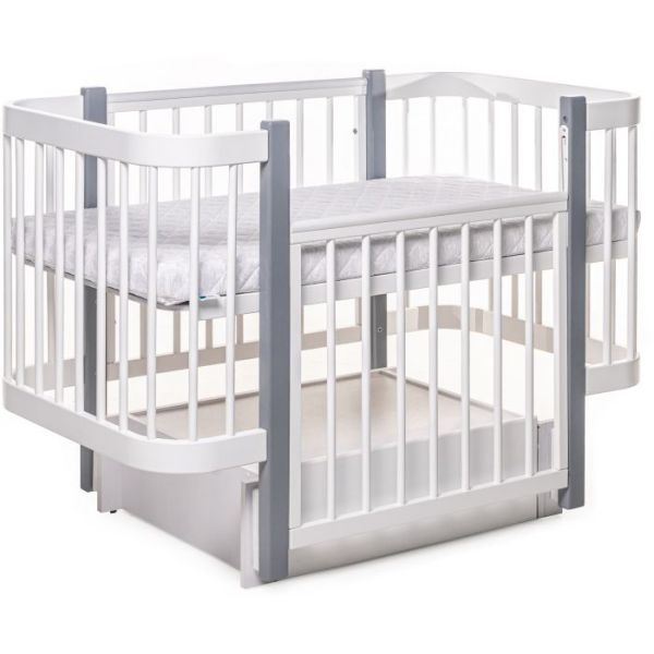 Ліжко DeSon Svitanok з маятником, без ящика, білий-сірі ніжки