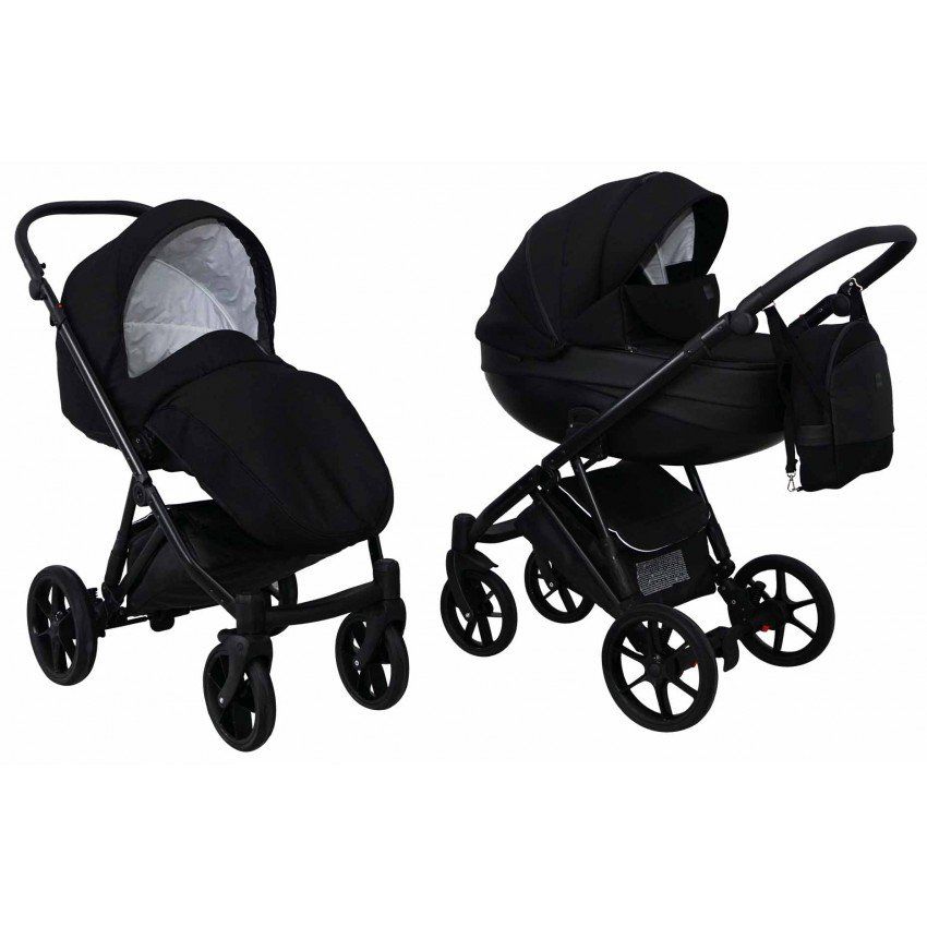 Коляска 2 в 1 Mikrus Viva 16 черная ткань в точку