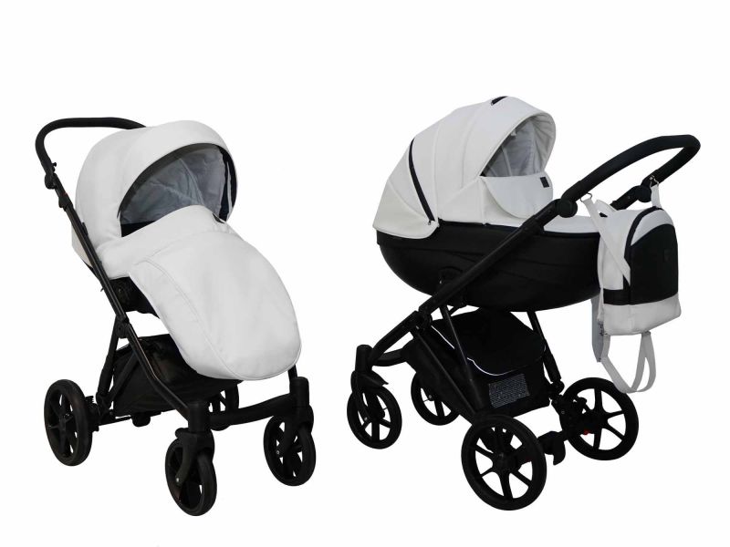 Коляска 2 в 1 Mikrus Viva Sport 10 белая кожа