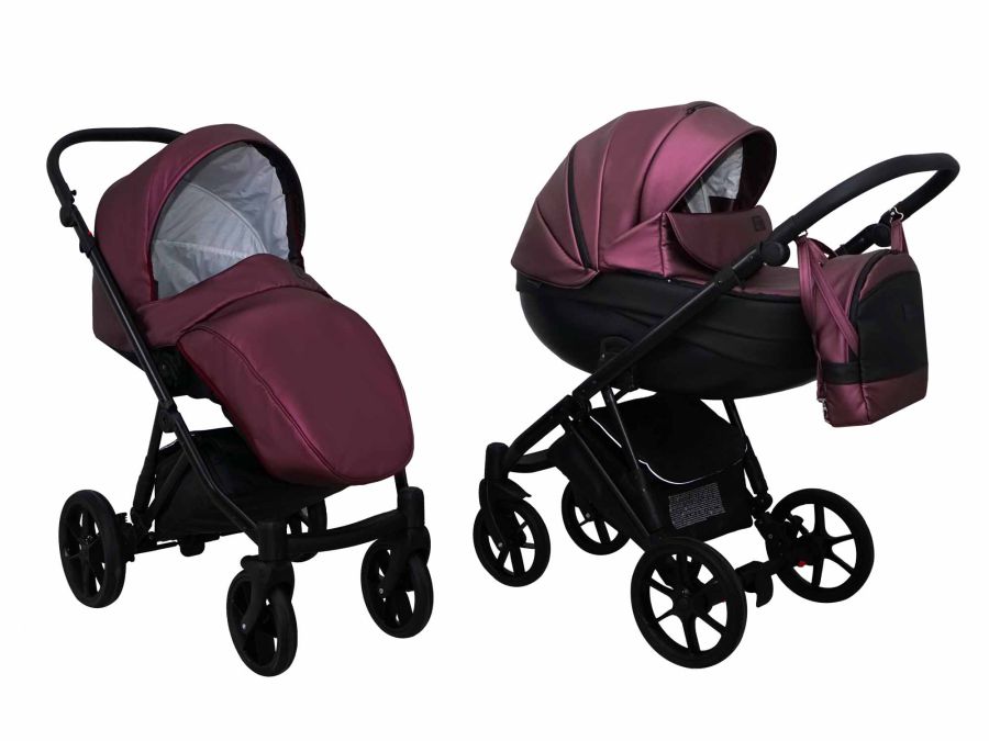 Коляска 2 в 1 Mikrus Viva Sport 13 баклажан кожа
