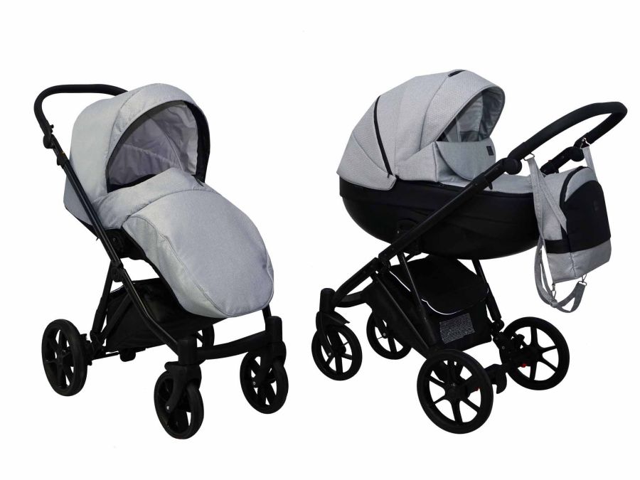 Коляска 2 в 1 Mikrus Viva 07 серая ткань