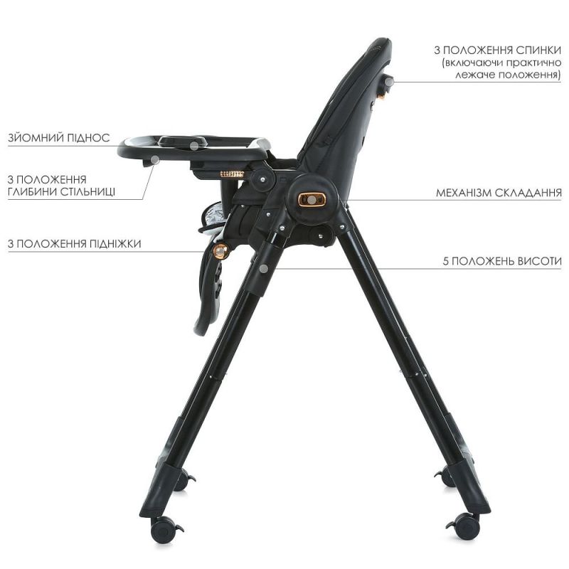 Стульчик для кормления El Camino CRYSTAL ME 1037-B Black Gold