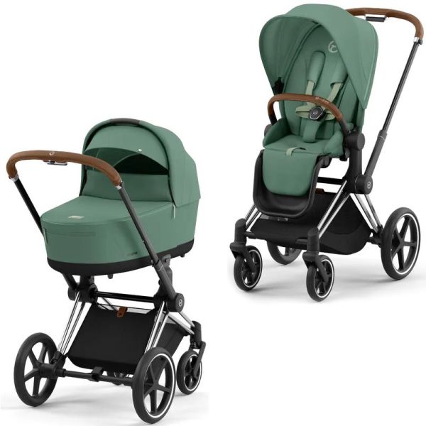 Коляска 2 в 1 Cybex Priam 4.0 Leaf Green шасси Chrome Brown