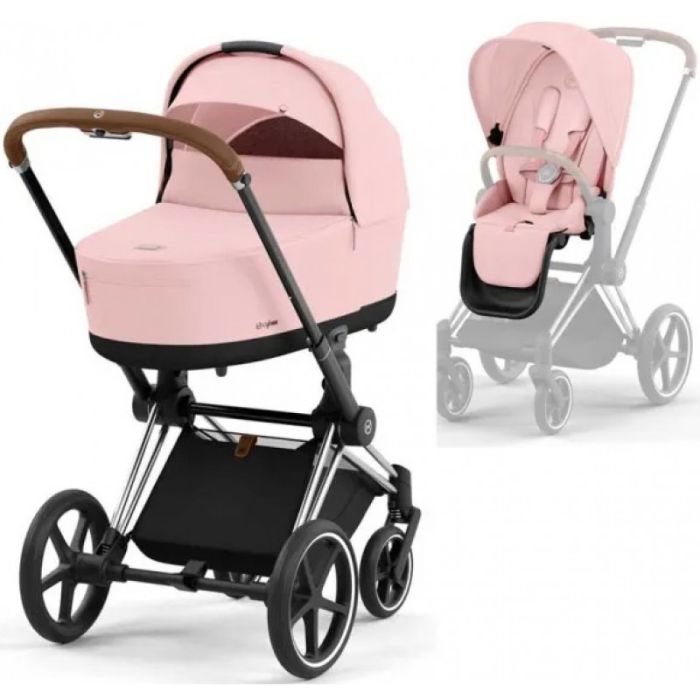 Коляска 2 в 1 Cybex Priam 4.0 Peach Pink шасси Chrome Brown