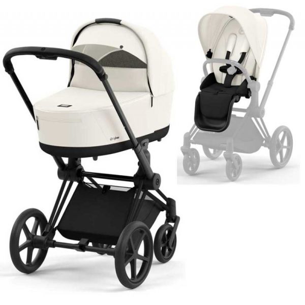 Коляска 2 в 1 Cybex Priam 4.0 Off White шасси Matt Black