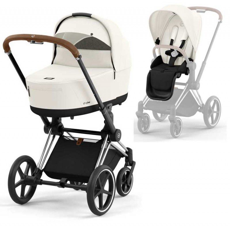 Коляска 2 в 1 Cybex Priam 4.0 Off White шасі Chrome Brown