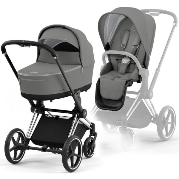 Коляска 2 в 1 Cybex Priam 4.0 Mirage Grey шасси Chrome Black
