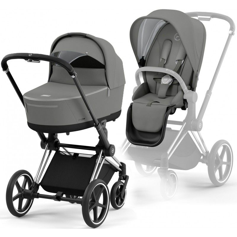 Коляска 2 в 1 Cybex Priam 4.0 Mirage Grey шасі Chrome Black