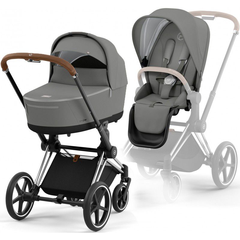 Коляска 2 в 1 Cybex Priam 4.0 Mirage Grey шасі Chrome Brown
