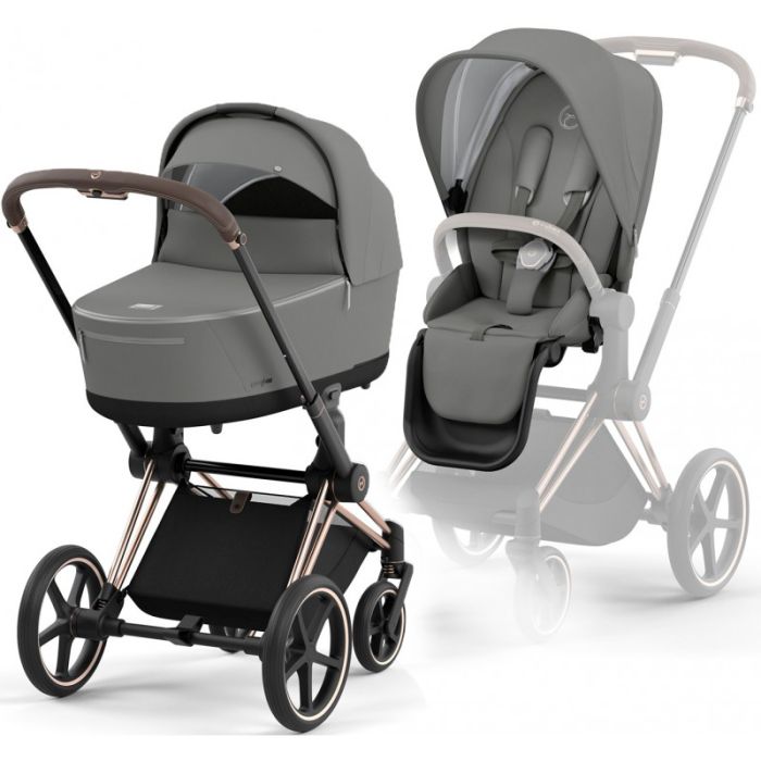 Коляска 2 в 1 Cybex Priam 4.0 Mirage Grey шасси Rosegold