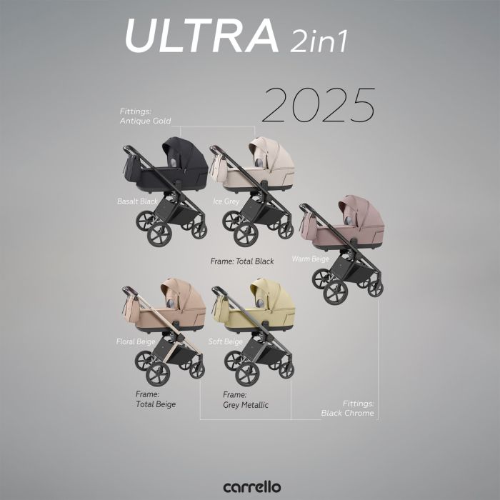 Коляска 2 в 1 CARRELLO Ultra CRL-6527 Basalt Black