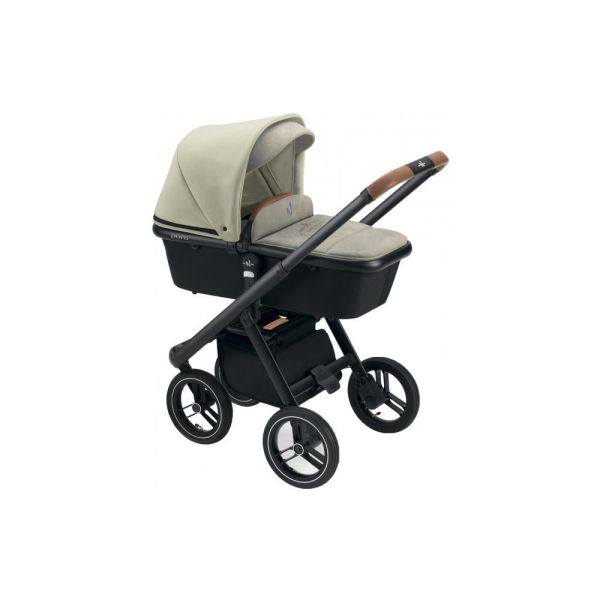 Коляска 2 в 1 Neonato Puro Urban бежевий на чорній рамі сірий Royal